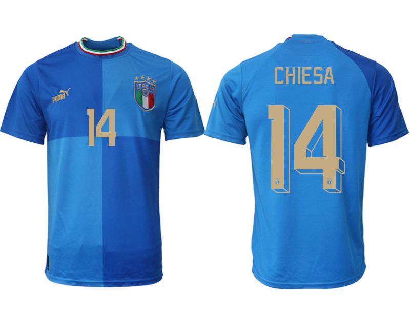 Men 2022 World Cup National Team Italy home aaa version blue 14 Soccer Jerseys